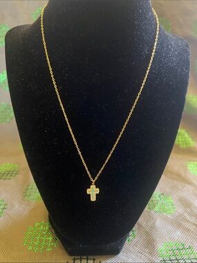 Plunder Gold Chain Necklace with Turquoise Cross Pendant
